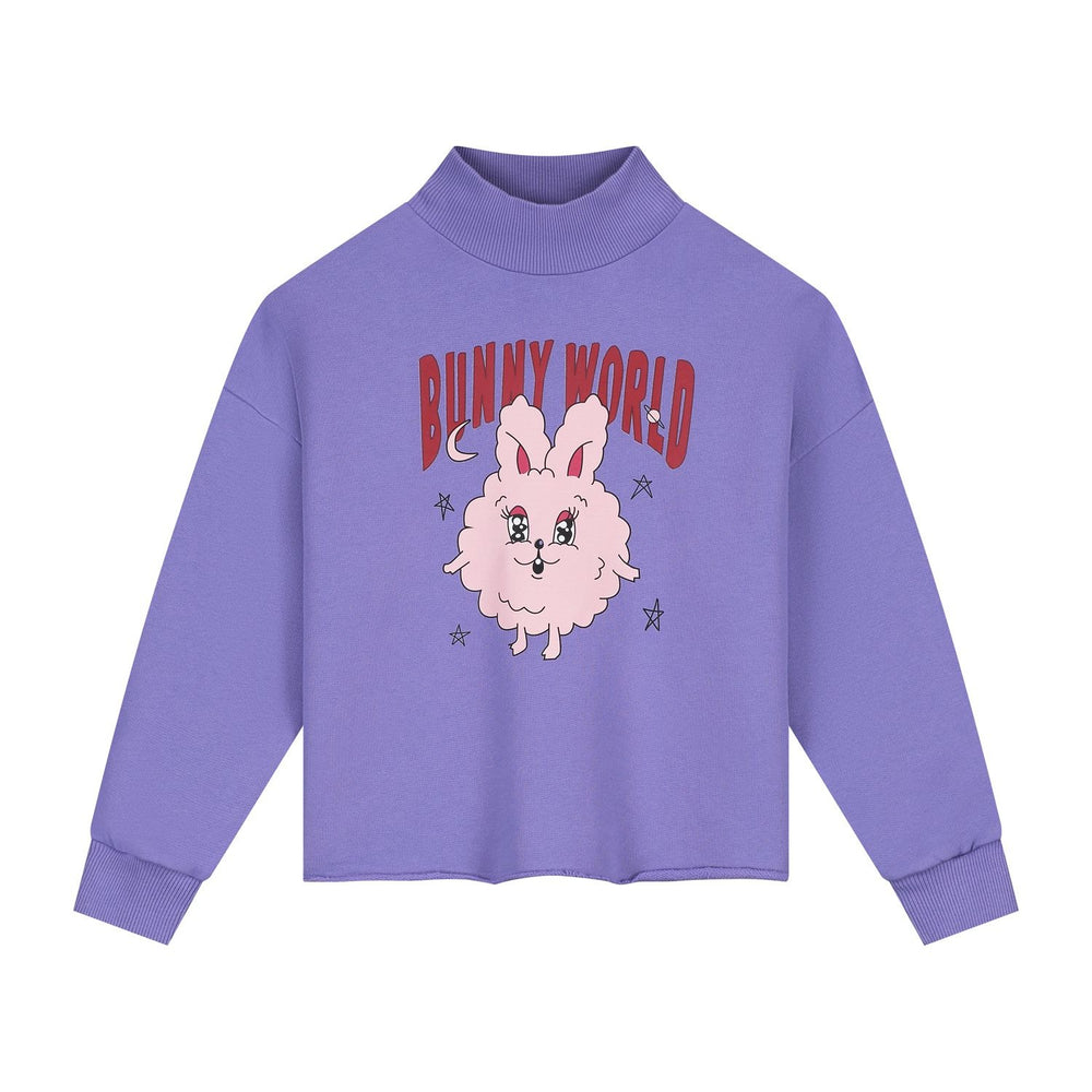 CMF CROPPED BUNNY WORLD SWEATER PURPLE