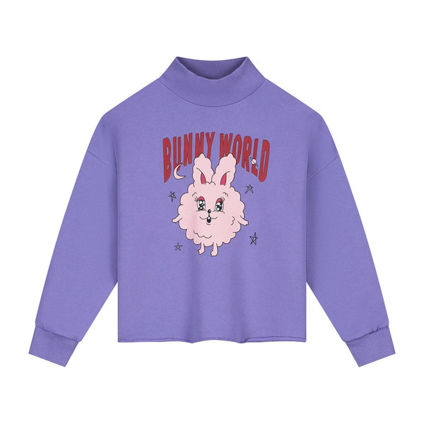 CMF CROPPED BUNNY WORLD SWEATER PURPLE